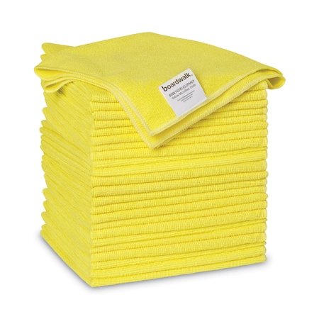 Boardwalk Microfiber Cleaning Cloths, 16 x 16, Yellow, PK24 2164039